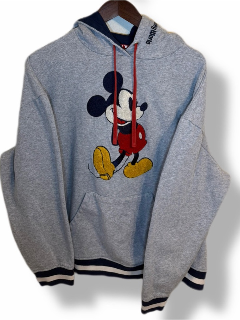 Disney Parks Mickey Mouse Embroidered Hoodie Gray Walt Disney World XL